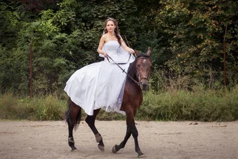 Bride on horse Stock Photos