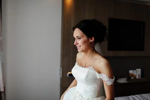 Bride in a hotel room Stock Photos