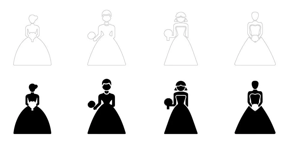 Bride icons set. Stock Illustration