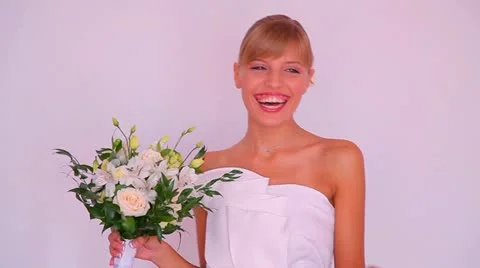 Bride laughing very much Stock Footage 10896512