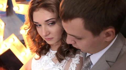 Bride look at the groom Stock Footage 55859957
