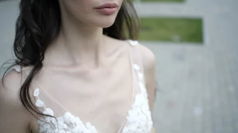 Bride is looking into the distance Stock Footage 92027631