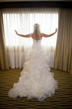 Bride Looking out window Stock Photos
