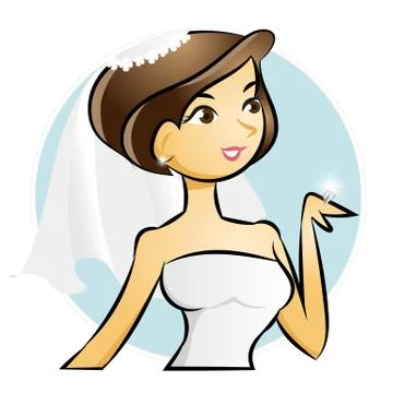 Bride looking at wedding diamond ring Stock Illustration