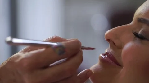 Bride Make-up - Lips Stock Footage 74969510
