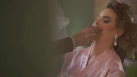 Bride Make-up - Lips Stock Footage 74969737