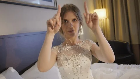 The Bride Makes An Airy Heart Stock Footage 123515411