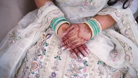 Bride with Mehndi Hands Stock Footage 341395796