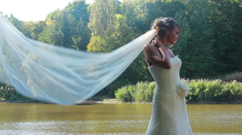 Bride in Nature Stock Footage 33653856
