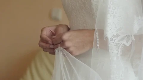 Bride is nervous being keeps her hands clasped Stock Footage 72190264