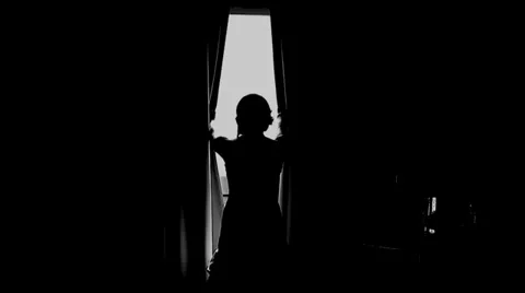 Bride opens window Stock Footage 36740282