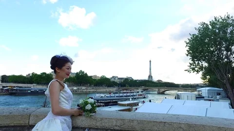 Bride in Paris Stock Footage 82231380
