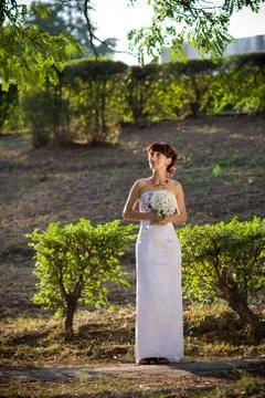 Bride in the park Stock Photos
