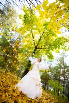 Bride in the park Stock Photos