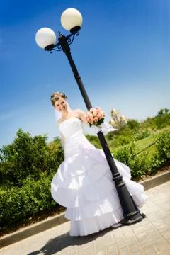A bride in the park Stock Photos