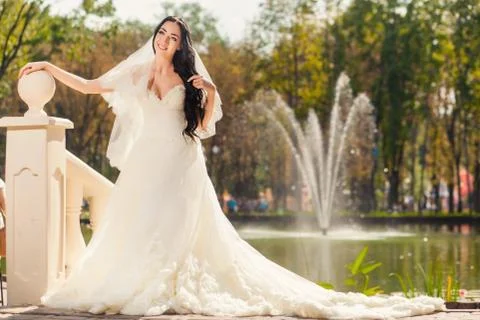 Bride in park Stock Photos