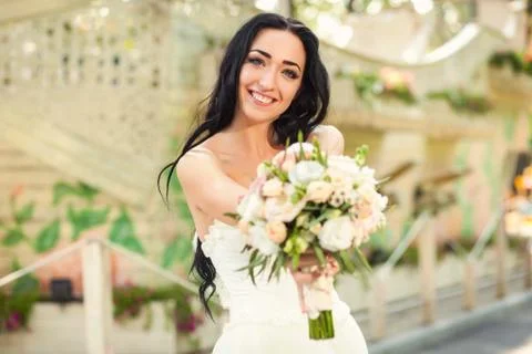 Bride in park Stock Photos