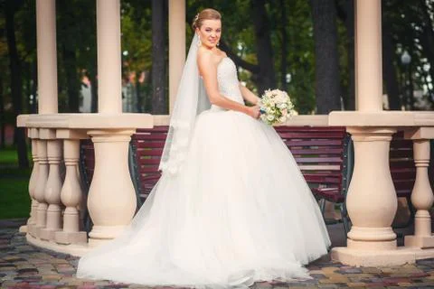 Bride in park Stock Photos