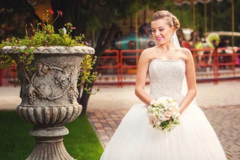 Bride in park Stock Photos