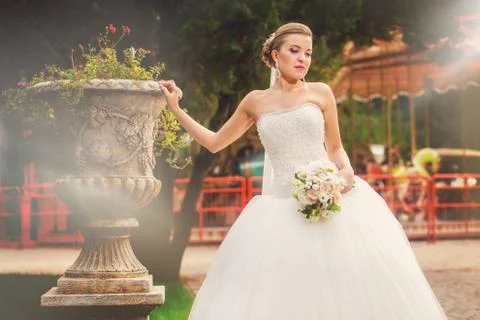 Bride in park Stock Photos