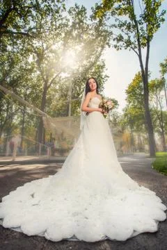 Bride in park Stock Photos