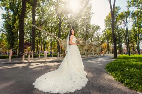 Bride in park Stock Photos