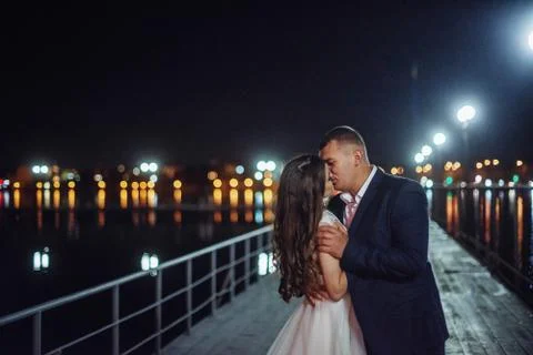 Bride on a pier Stock Photos