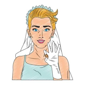Bride pop art cartoon scribble 库存插图