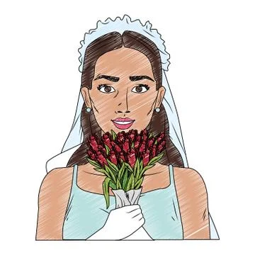 Bride pop art cartoon scribble Ilustración de archivo