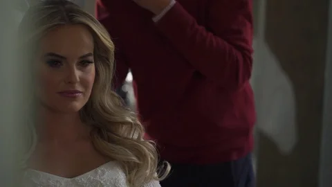Bride Portrait Wedding Makeup, Wedding Hairstyle Stock Footage 74968813