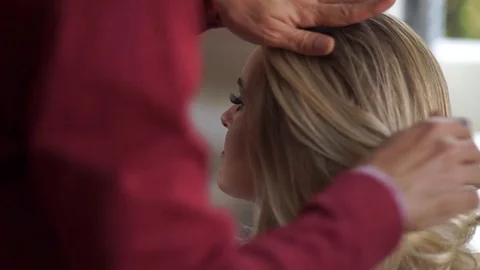 Bride Portrait Wedding Makeup, Wedding Hairstyle Stock Footage 74969497