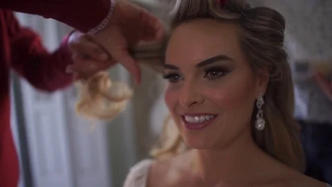 Bride Portrait Wedding Makeup, Wedding Hairstyle Stock Footage 74969609