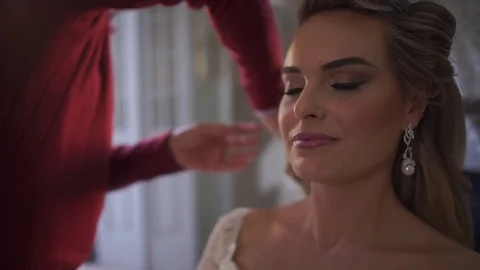 Bride Portrait Wedding Makeup, Wedding Hairstyle Stock Footage 74970951