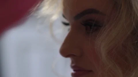 Bride Portrait Wedding Makeup, Wedding Hairstyle Stock Footage 74971251