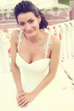 Bride posing in the garden Stock Photos
