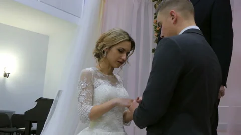 The bride is praying on knees Stock Footage 86596483