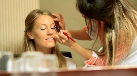 Bride Prep Makeup Before Wedding Ceremony Stock Footage 44250432