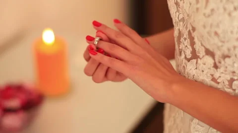 Bride putting wedding ring - dolly shot Stock Footage 46708518