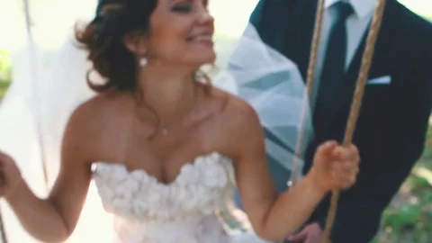 Bride Ride On a Swing Stock Footage 75161552