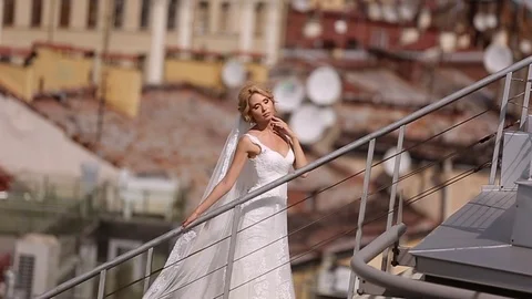 Bride at the roof Stock Footage 86312101