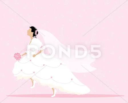 Bride running Stock Illustration