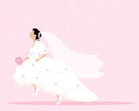 Bride running Stock Illustration