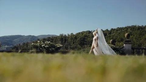Bride Is Running In The Wild. Stock-Footage 104869339