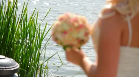 Bride by the Sea Stock Footage 10897351