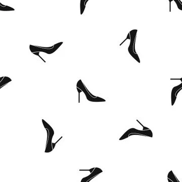 Bride shoes pattern seamless black Stock Illustration