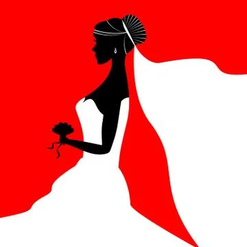 Bride Silhouette Wedding Stock Illustration
