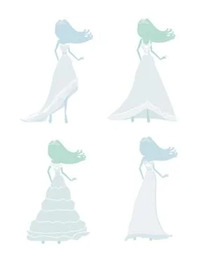 Bride silhouettes set Stock Illustration