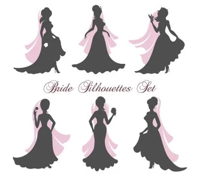 Bride Silhouettes Set Stock Illustration