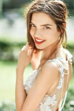 The bride is smiling Stock Photos