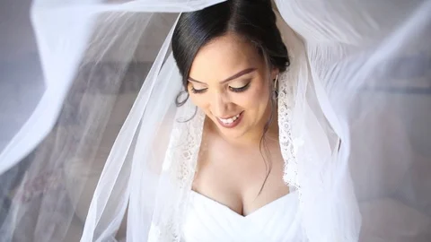 Bride Smiling Under Her Veil Stock-Footage 115324682